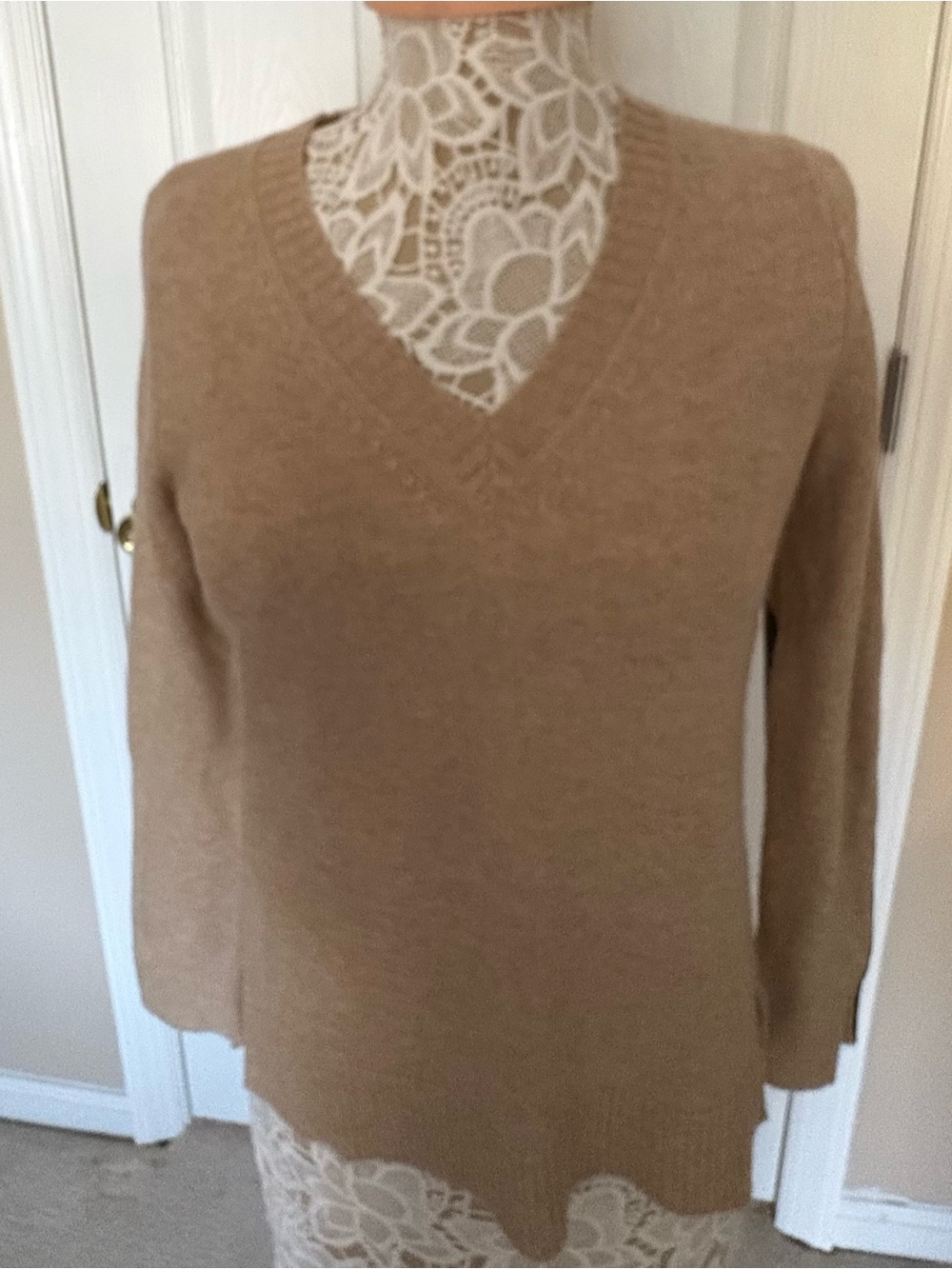 J. Crew Camel V-Neck Sweater
